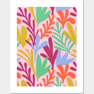 Matisse inspired abstract leaf cut out pattern in pink Posters and Art